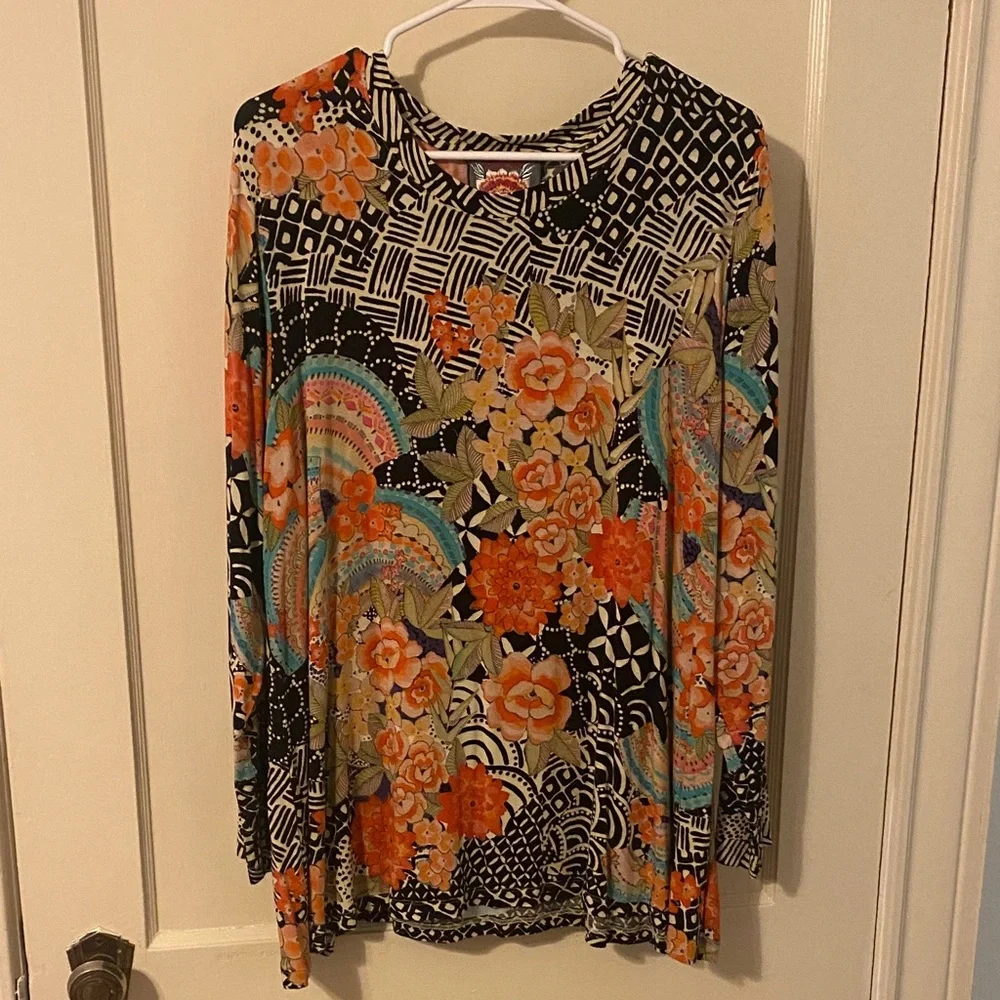 Johnny Was Multicolor Floral Long Sleeve Top - Picture 1 of 3